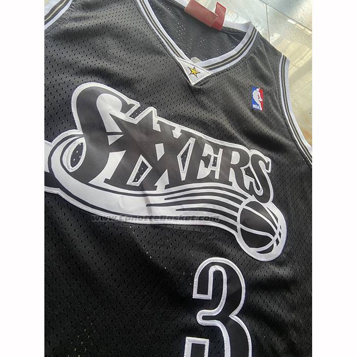 Maglia Philadelphia 76ers Allen Iverson No 3 Mitchell & Ness 1997-98 Nero2